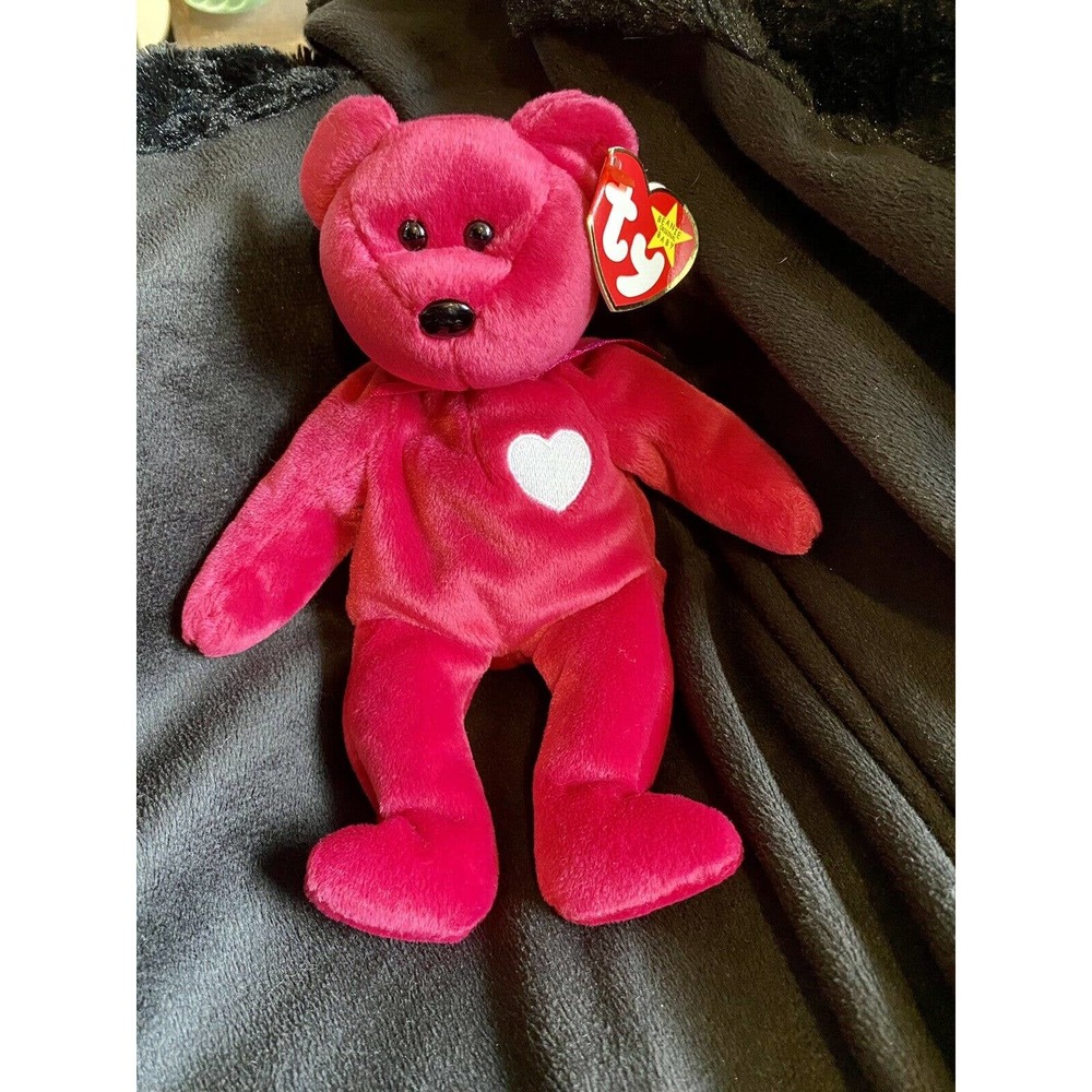 Ty Valentina 8.5" Red Bear Beanie Baby – 1998/1999 Tag Errors, PE Pellets
